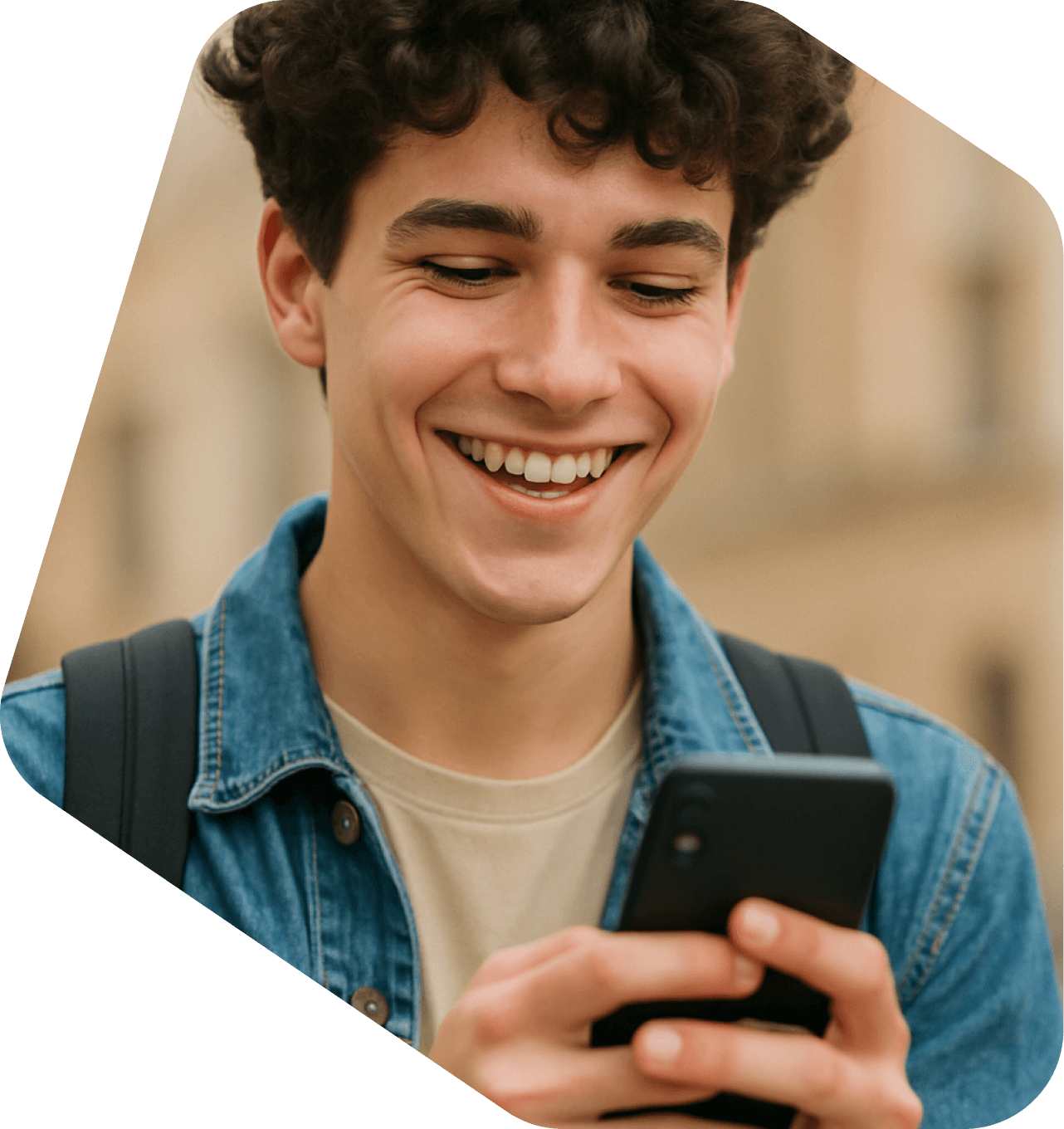 Estudiante resolviendo el test desde su teléfono
